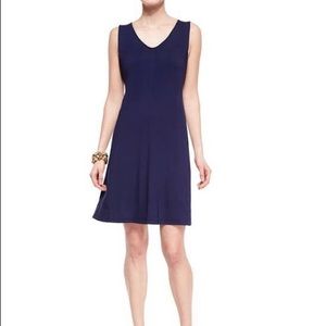 Eileen Fisher flared hem navy cotton jersey dress